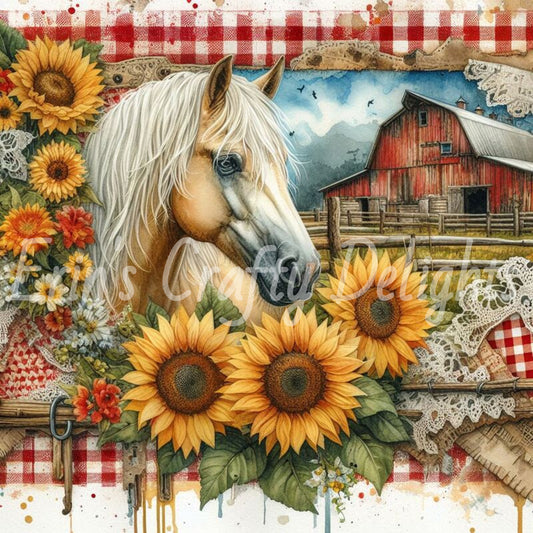 Red Gingham Horses 3