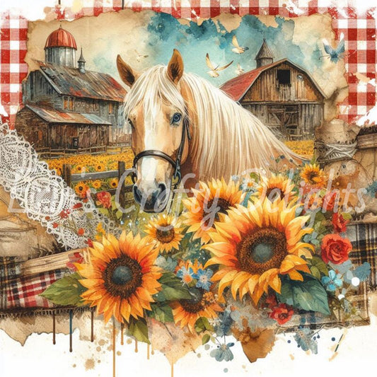 Red Gingham Horses 4