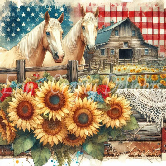 Red Gingham Horses Set 1