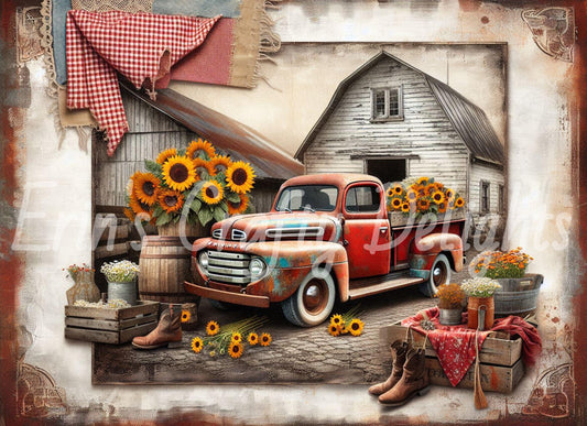 Red Gingham Truck Set 1