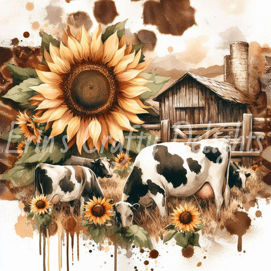 Sepia Holstein Cows Set 2