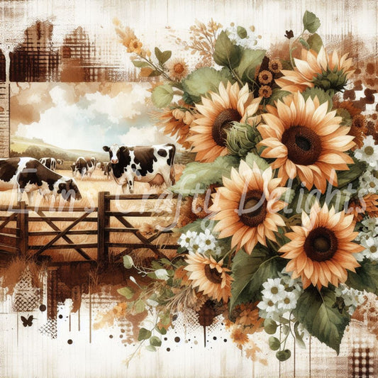 Sepia Holstein Cows Set 1