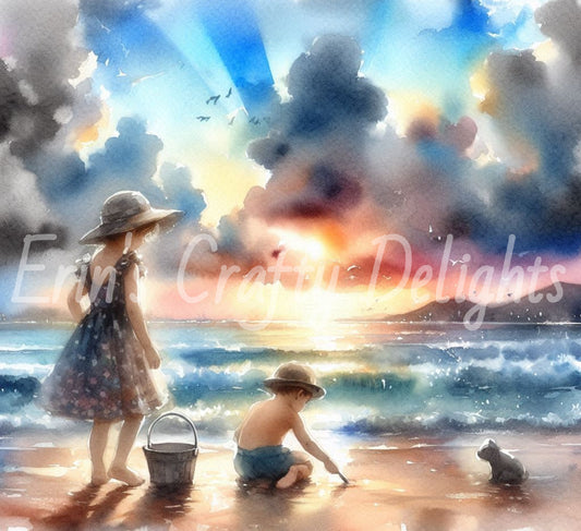 Sibling Beach Fun 1940s Set 2