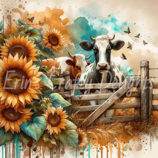 Teal and Brown Holstein Cows Set