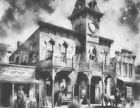 1800s Town Hall bw 1