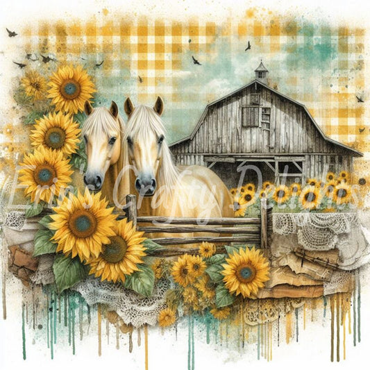 Yellow Gingham Horses Set