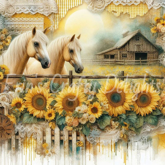 Yellow Gingham Horses 2