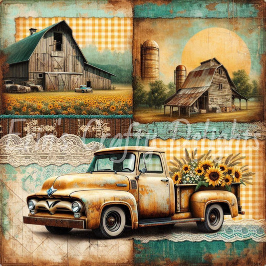 Yellow Gingham Truck Set 1