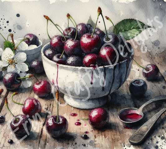 1 Sq Provincial Cherries 8x8 Printable